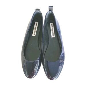 Karl Lagerfeld Black Patent Leather Ballet Flats